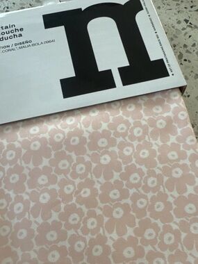 Marimekko pale, pink  and White Floral Shower Curtain